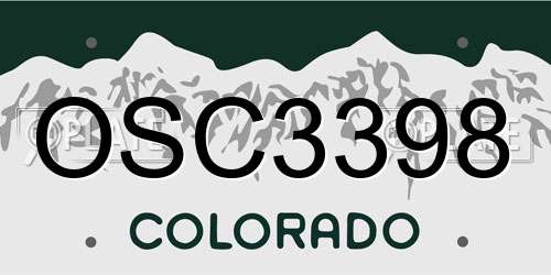OSC3398 Colorado License Plate