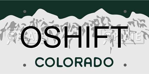 OSHIFT Colorado License Plate