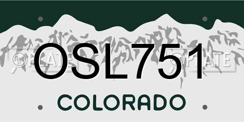 OSL751 Colorado License Plate
