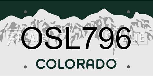 OSL796 Colorado License Plate