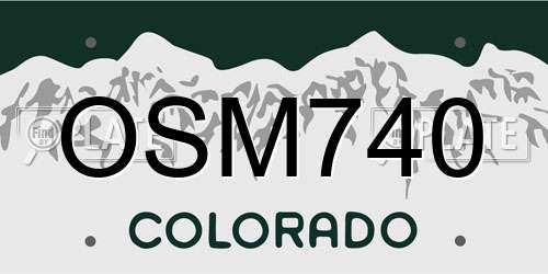 OSM740 Colorado License Plate