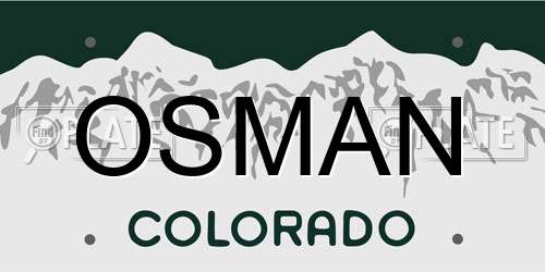 OSMAN Colorado License Plate