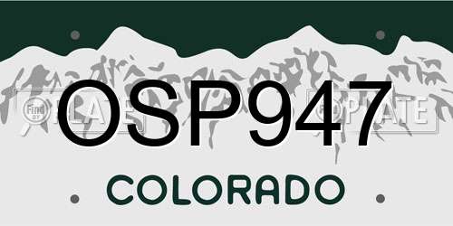 OSP947 Colorado License Plate