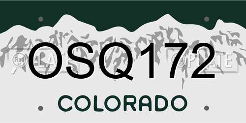 OSQ172 Colorado License Plate