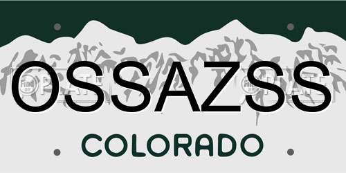 OSSAZSS Colorado License Plate