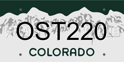 OST220 Colorado License Plate