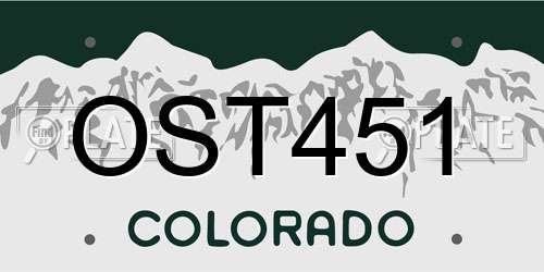 OST451 Colorado License Plate