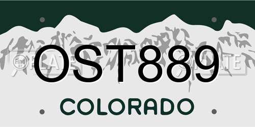 OST889 Colorado License Plate