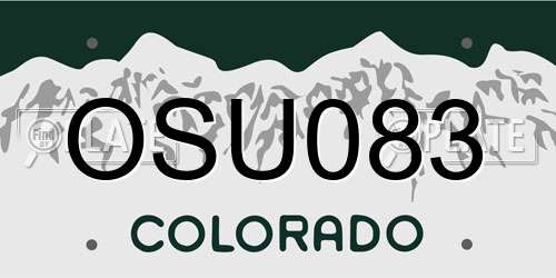 OSU083 Colorado License Plate