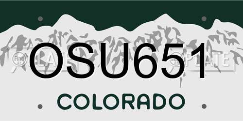 OSU651 Colorado License Plate