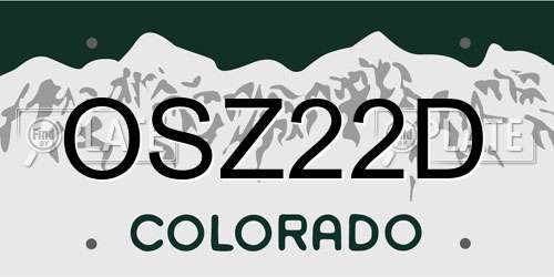 OSZ22D Colorado License Plate