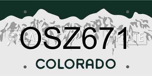 OSZ671 Colorado License Plate