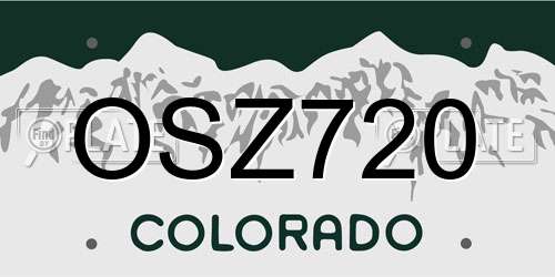 OSZ720 Colorado License Plate