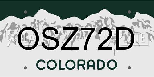 OSZ72D Colorado License Plate