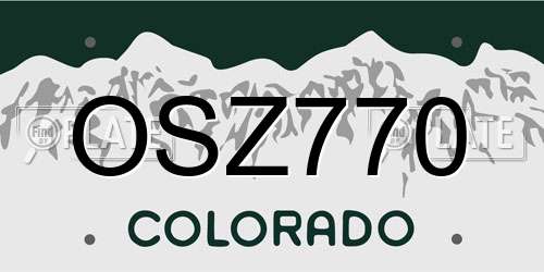 OSZ770 Colorado License Plate