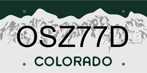 OSZ77D Colorado License Plate