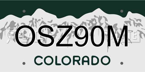OSZ90M Colorado License Plate