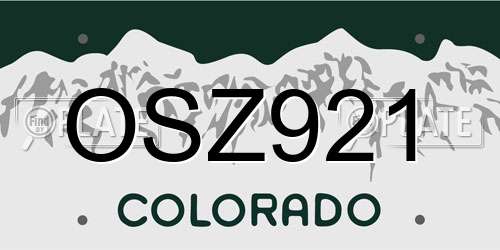 OSZ921 Colorado License Plate
