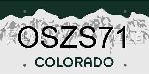 OSZS71 Colorado License Plate