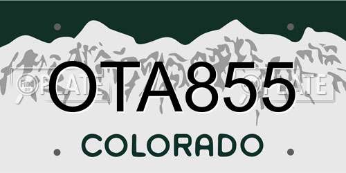 OTA855 Colorado License Plate