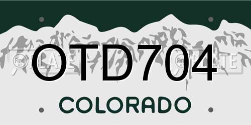 OTD704 Colorado License Plate