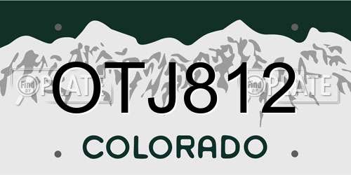 OTJ812 Colorado License Plate
