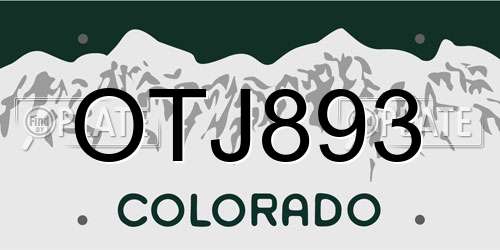 OTJ893 Colorado License Plate