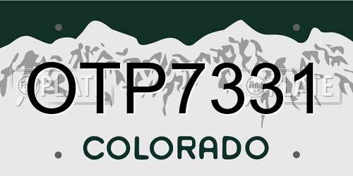 OTP7331 Colorado License Plate