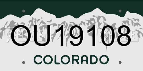 OU19108 Colorado License Plate