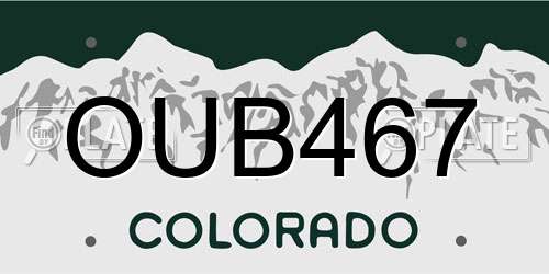 OUB467 Colorado License Plate