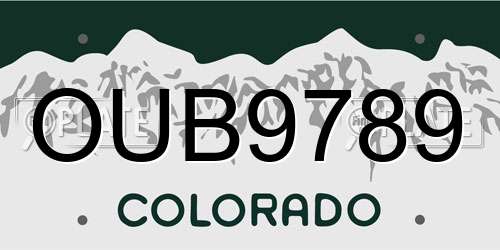 OUB9789 Colorado License Plate