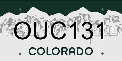 OUC131 Colorado License Plate