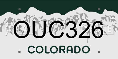 OUC326 Colorado License Plate