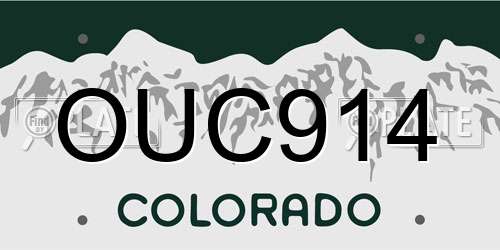 OUC914 Colorado License Plate