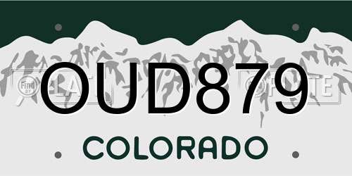 OUD879 Colorado License Plate