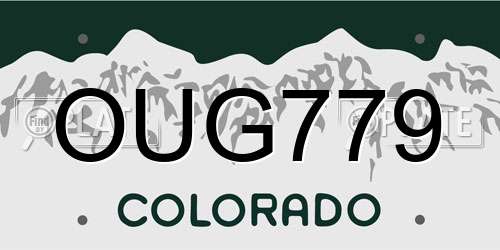 OUG779 Colorado License Plate