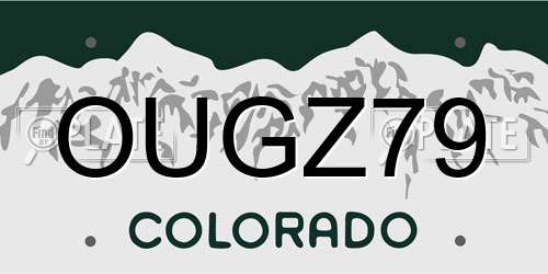 OUGZ79 Colorado License Plate