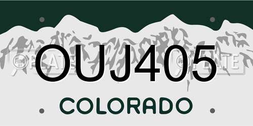 OUJ405 Colorado License Plate