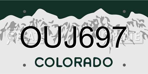 OUJ697 Colorado License Plate