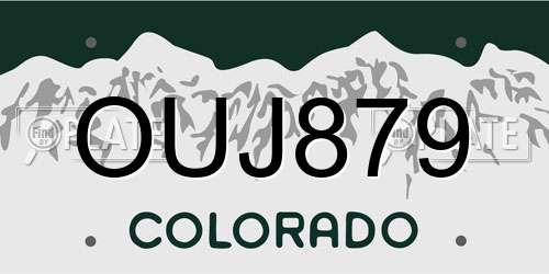 OUJ879 Colorado License Plate
