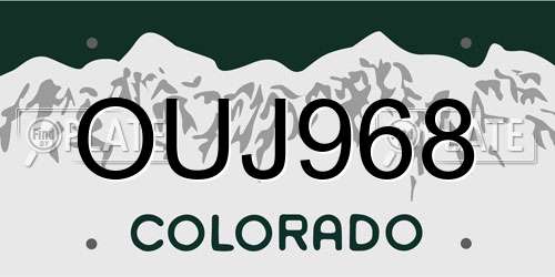 OUJ968 Colorado License Plate