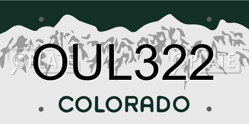 OUL322 Colorado License Plate