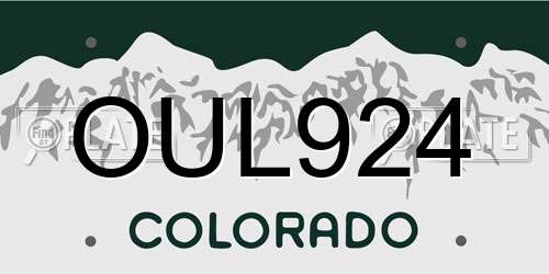 OUL924 Colorado License Plate