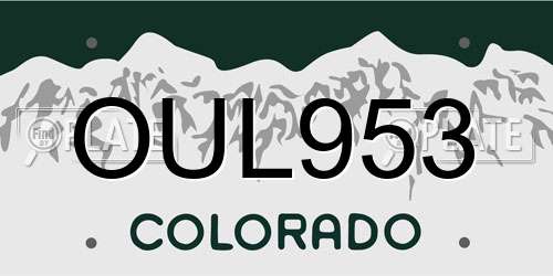 OUL953 Colorado License Plate