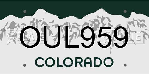 OUL959 Colorado License Plate