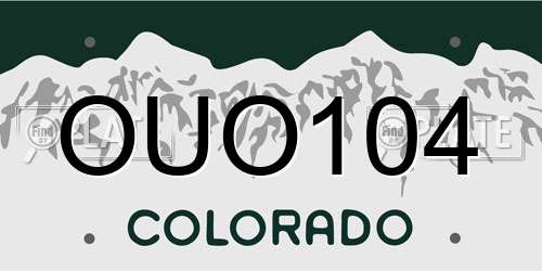 OUO104 Colorado License Plate
