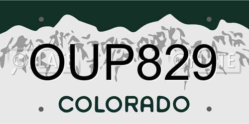 OUP829 Colorado License Plate