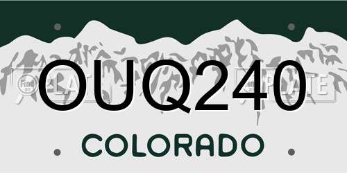 OUQ240 Colorado License Plate