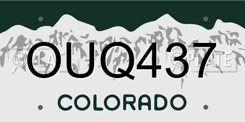 OUQ437 Colorado License Plate