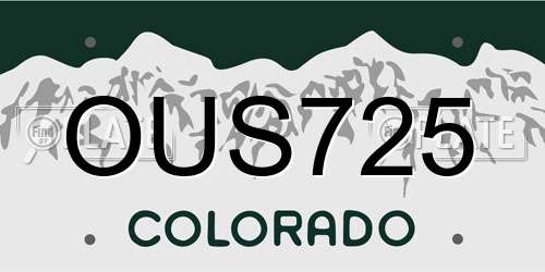 OUS725 Colorado License Plate
